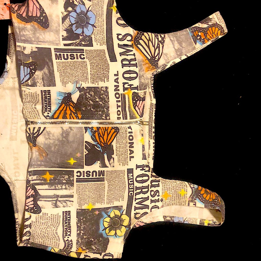 Butterfly Newspaper Crop Top